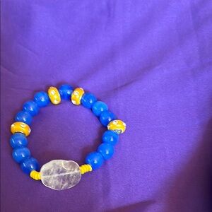Blue and Yellow Beaded Bracelet